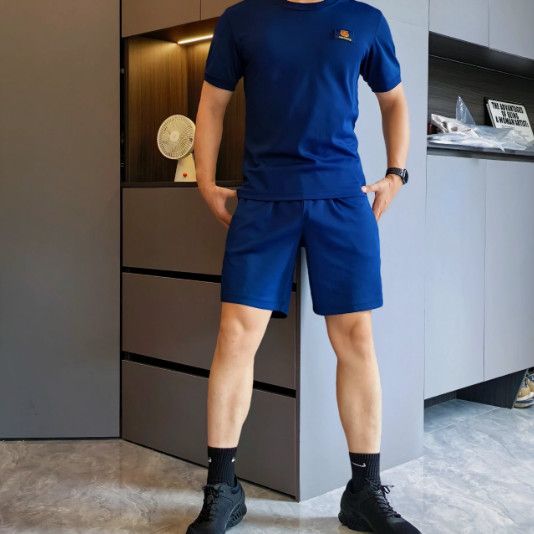 男生体育生体能服短袖体能训练服蓝色套装男短裤短袖t恤夏季速干
