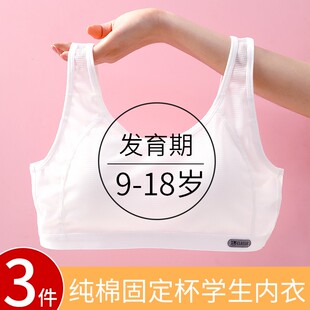 初中女生内衣发育期夏季 固定杯运动防震背心高中学生少女文胸 薄款