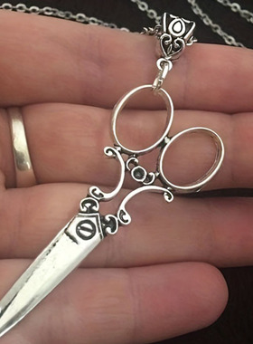 朋克复古银色大剪刀吊坠项链女式哥特式项链时尚发型师珠宝礼物新