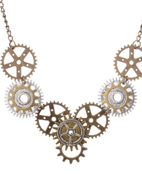 欧美爆款饰品蒸汽朋克系列夸张复古圆形齿轮吊坠项链 亚马逊热卖