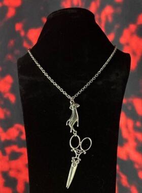 朋克复古银色大剪刀吊坠项链女式哥特式项链时尚发型师珠宝礼物新