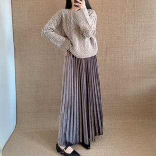 咖色金丝绒百褶半身裙女秋冬季 裙子 高级感高腰显瘦棕色a字中长款