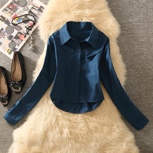 韩国东大门2026秋装长袖短款衬衫设计感衬衣洋气百搭女时尚短上衣