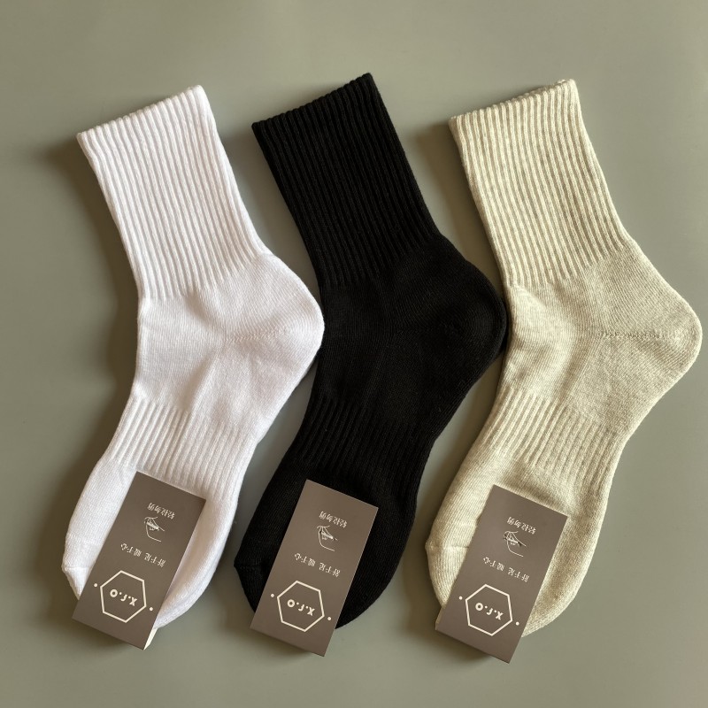 黑白色纯棉毛巾底篮球袜