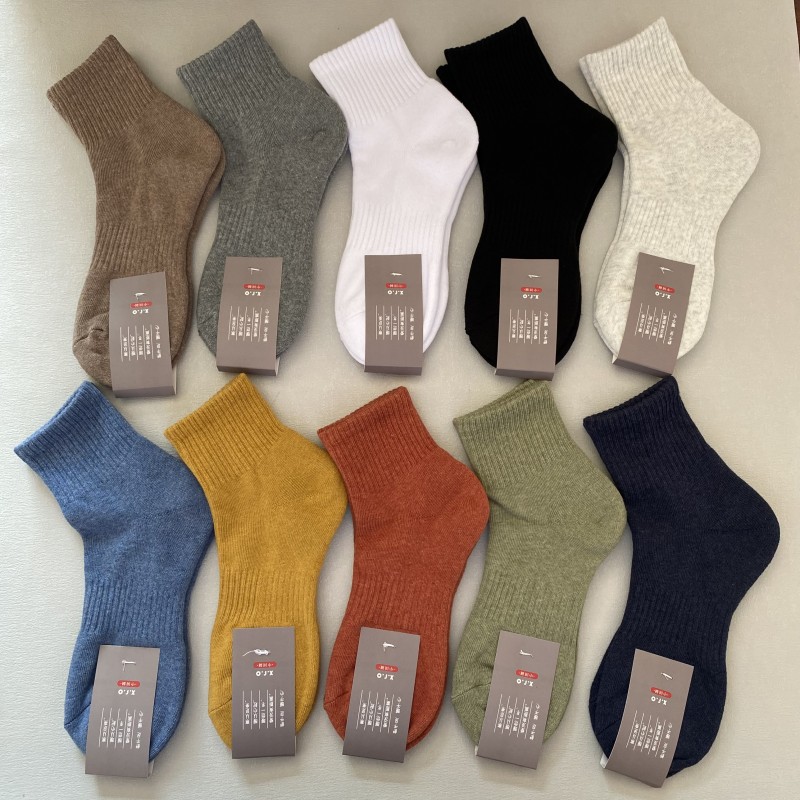 男女毛巾底运动袜黑白跑步袜