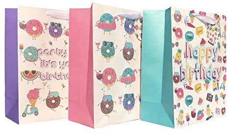 gift bags set of 3 happy birthday emoji donuts pool party li