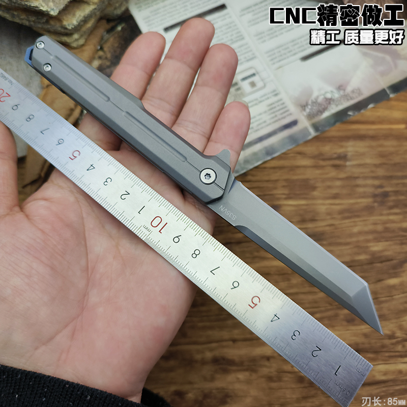 汉森全钢折叠刀随身折刀便携水果刀锋利开刃露营小刀户外镀钛防身