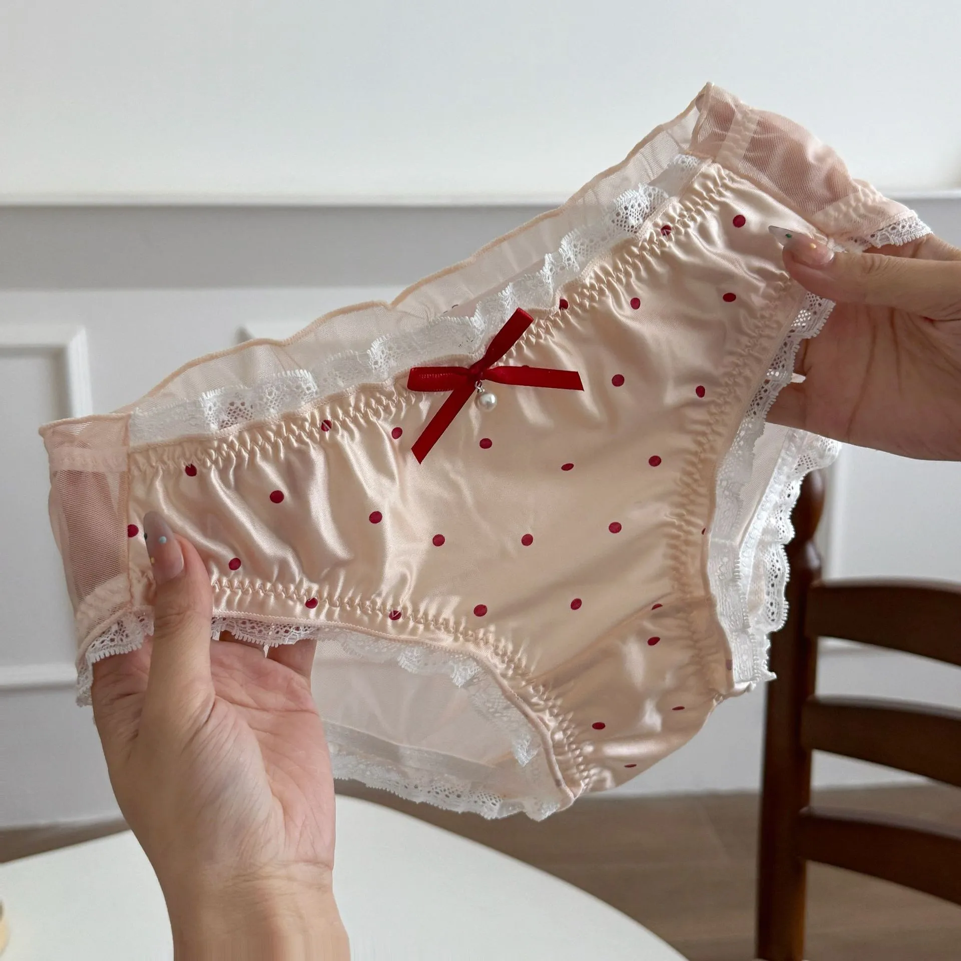 樱桃可可~甜美纯欲蕾丝花边风蝴蝶结波点透气内裤女纯棉裆法