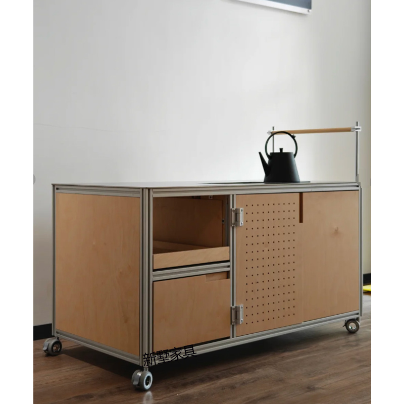 北欧家用厨房餐厅餐边柜子组合收纳柜简约客厅沙发边柜可定制带轮