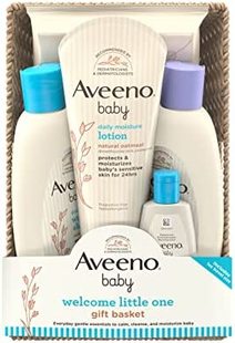 Welcome Baby Little One Aveeno Skincare Basket Gift