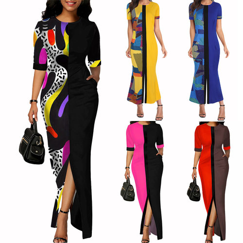 Striped dress printed women's sleeveless backless summer