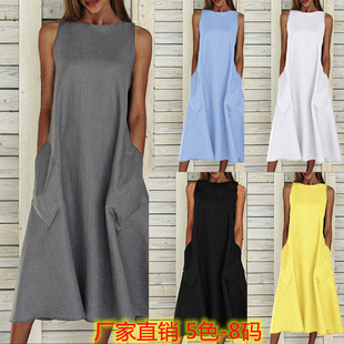 Dress Summer Size Line Sleeveless Long Plus Women