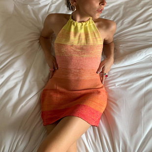 sexy swimsuit backless halter 包臀短裙 Summer dress vacation