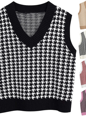New knitted vest v-neck sleeveless pullover woman针织V领毛衣