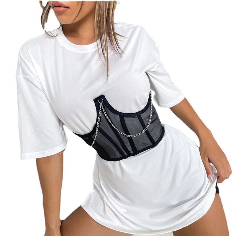 Splicing underwear wrap chest corset with steel ring inside