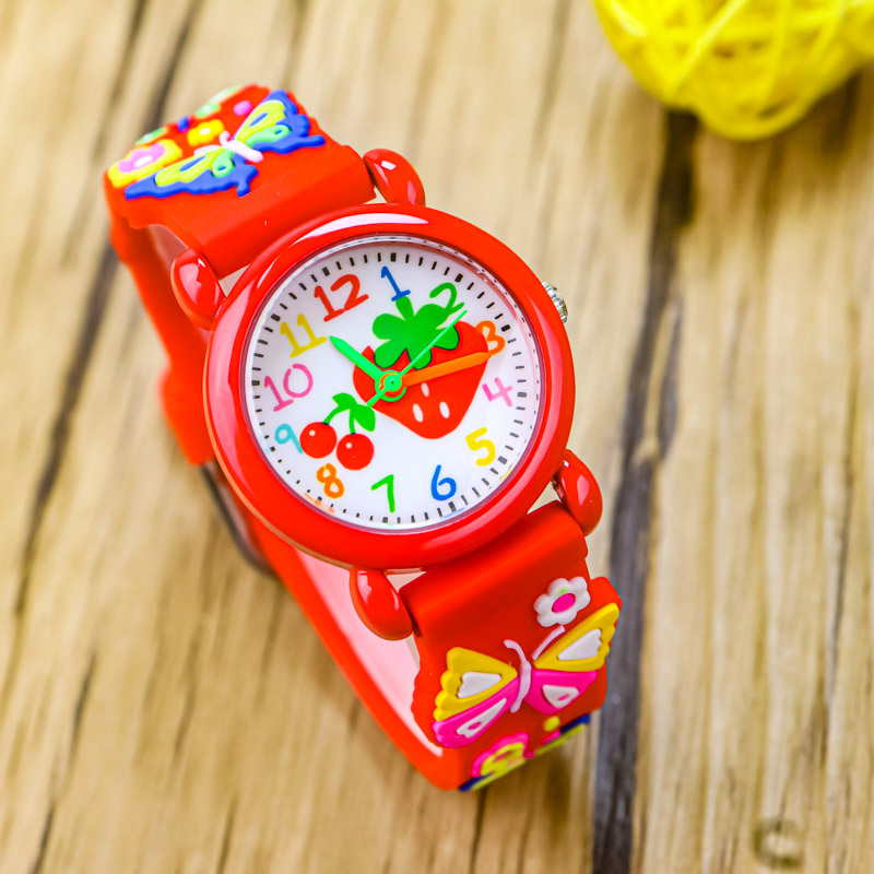 可爱蝴蝶草莓卡通儿童防水手表