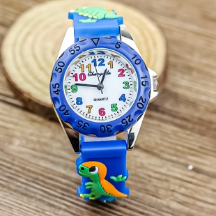时尚 儿童防水夜光手表幼儿园学生卡通可爱恐龙礼物石英表电子表
