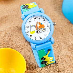 新款 儿童挖掘机卡通手表小男孩防水潮流腕表幼儿园女童电子表 韩版