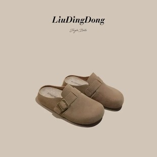 女款 包头半拖鞋 外穿款 平底网红勃肯鞋 拖 2025新款 一脚蹬半托鞋 夏季