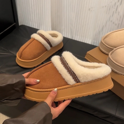 2025新款外穿棉拖鞋舒适时尚百搭冬季女家居保暖厚底室内防滑加绒