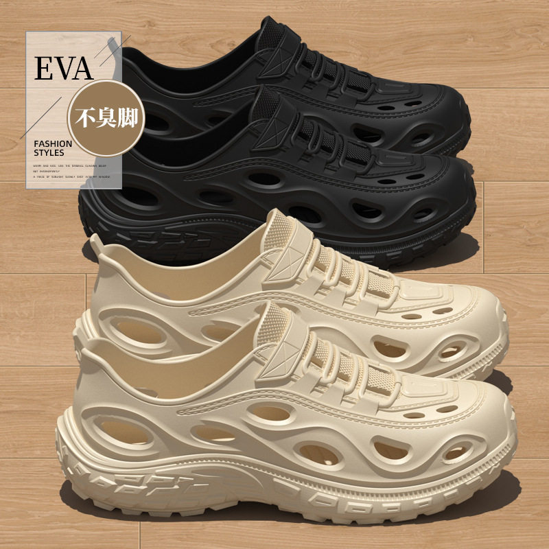 2026涉水洞洞鞋男款夏季外穿新款户外防滑钓鱼专用凉鞋轮胎底男士