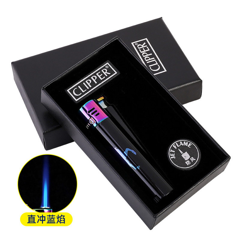 clipper可利福大号砂轮金属直冲机电子气体防风礼盒气体打火机直