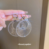 银针金属风镂空圆圈耳环个性 夸张耳钉耳坠重工工艺耳饰女