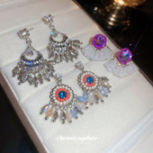 银针镶钻水晶镂空耳环新中式 民族风流苏耳坠个性 设计高级感耳饰女