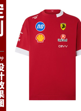 红牛法拉利F1同款T恤定制个性印字印 logo成人儿童队服工作服订制