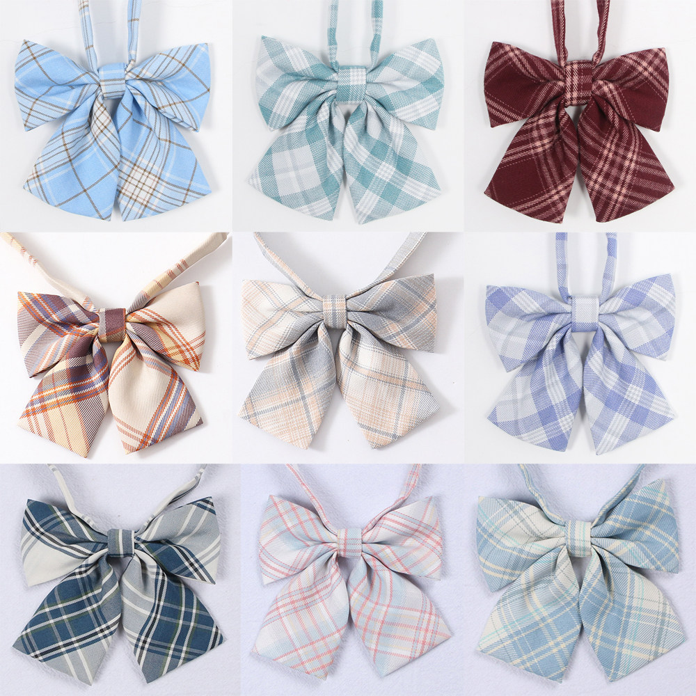 日系软妹jk制服格子领结正统学生领花衬衣蝴蝶结免打柠檬海盐领结