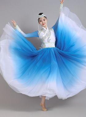 阿幸蒙古族舞蹈服装演出服女民族风服饰蒙族服成人艺考舞蹈大摆裙