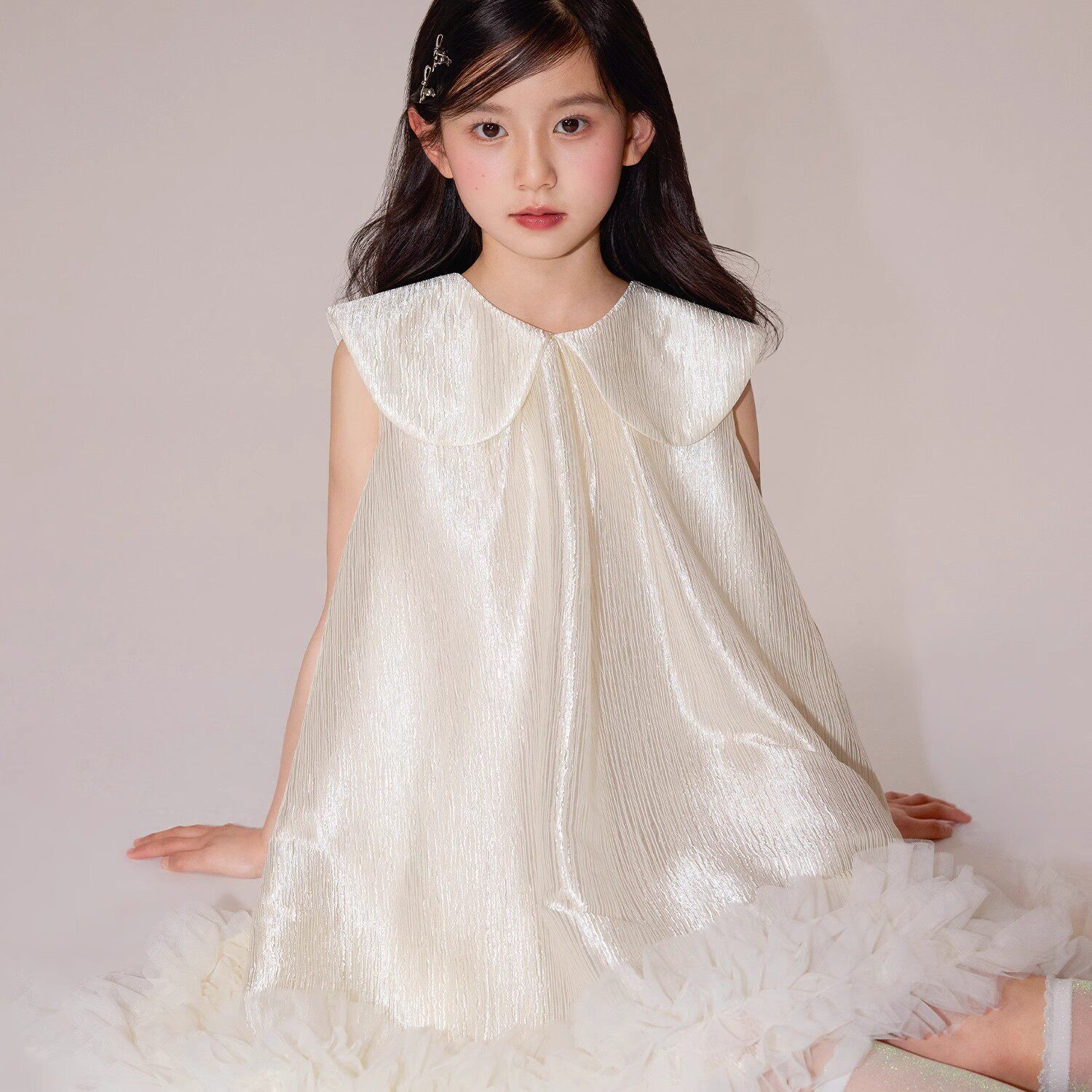 女童礼服韩版新款生日公主裙小众气质显白钢琴演出服香槟色连衣裙