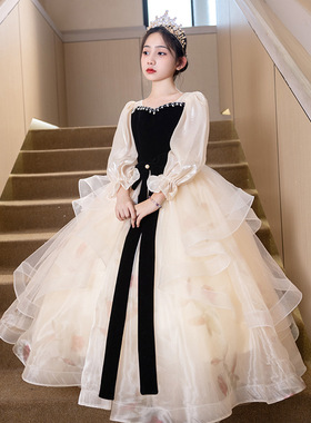 2026新款春女童晚礼服高端轻奢小众生日宴会公主蓬蓬裙钢琴演出服