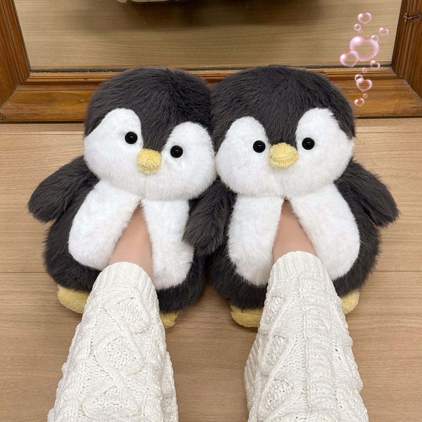 可爱企鹅棉拖鞋女款冬季包跟2025新款室内家居防滑保暖毛绒棉鞋冬