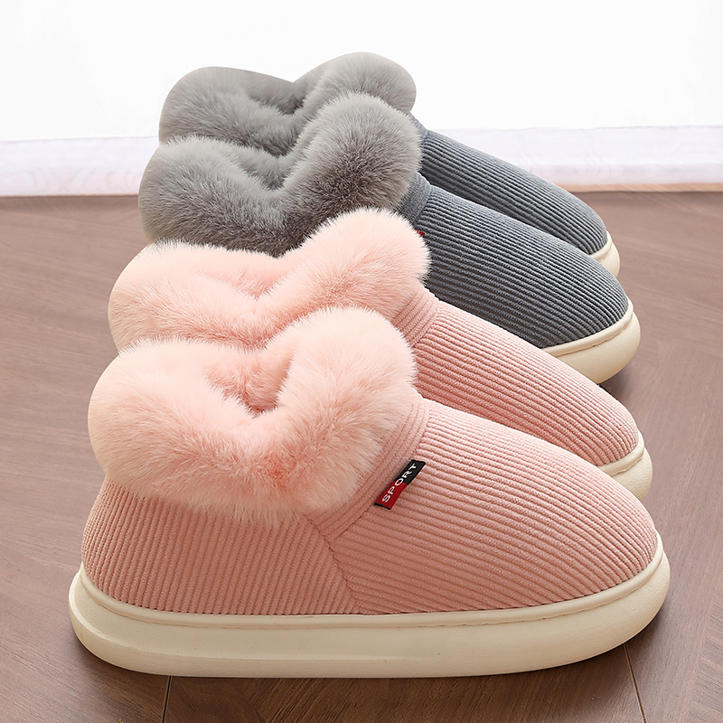 中老年棉拖鞋女冬季外穿包跟2024新款室内家居防滑保暖毛毛绒棉鞋