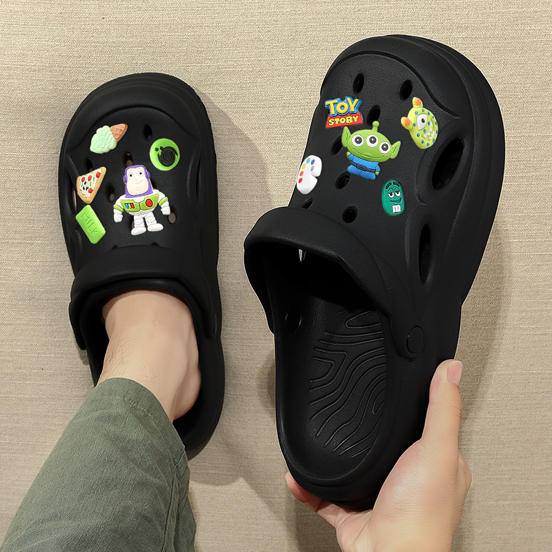 洞洞鞋男款夏季外穿2026新款开车透气凉鞋厚底耐磨防滑防臭拖鞋男