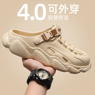 洞洞鞋 男2025新款 户外穿厚底防滑防臭透气开车包头夏季 溯溪凉拖鞋