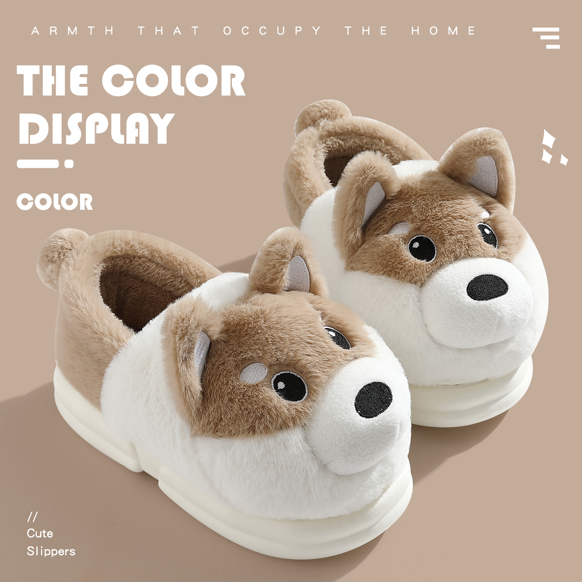 小狗棉拖鞋男女可爱包跟保暖