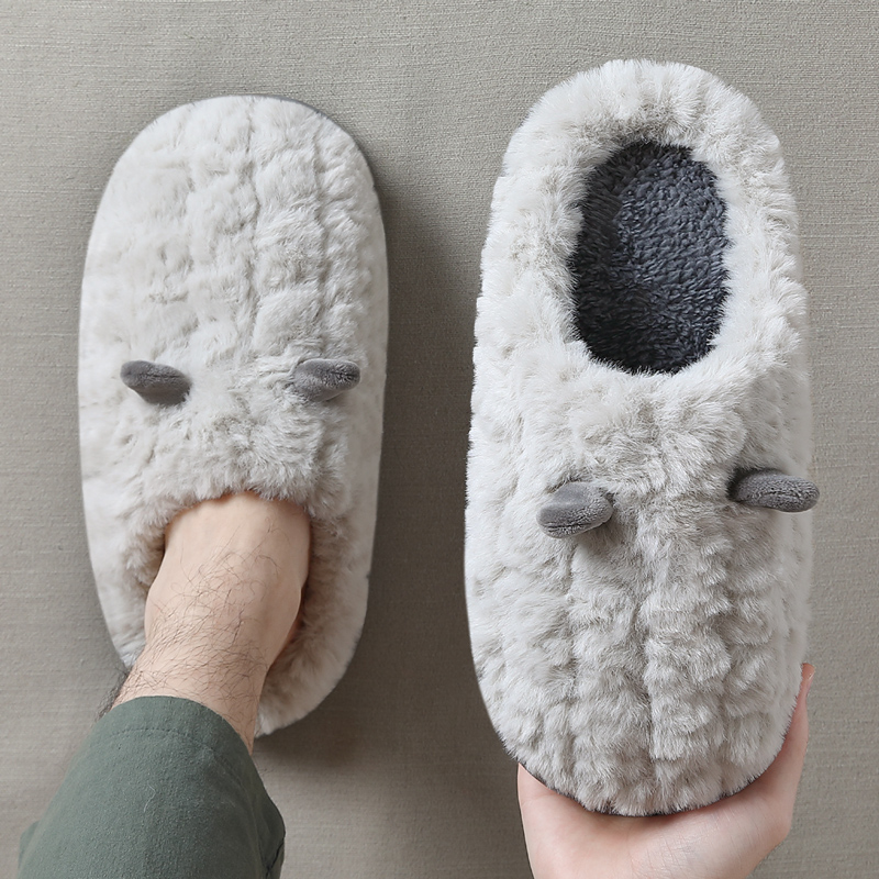 抑菌毛绒男士棉拖鞋2025新款冬季