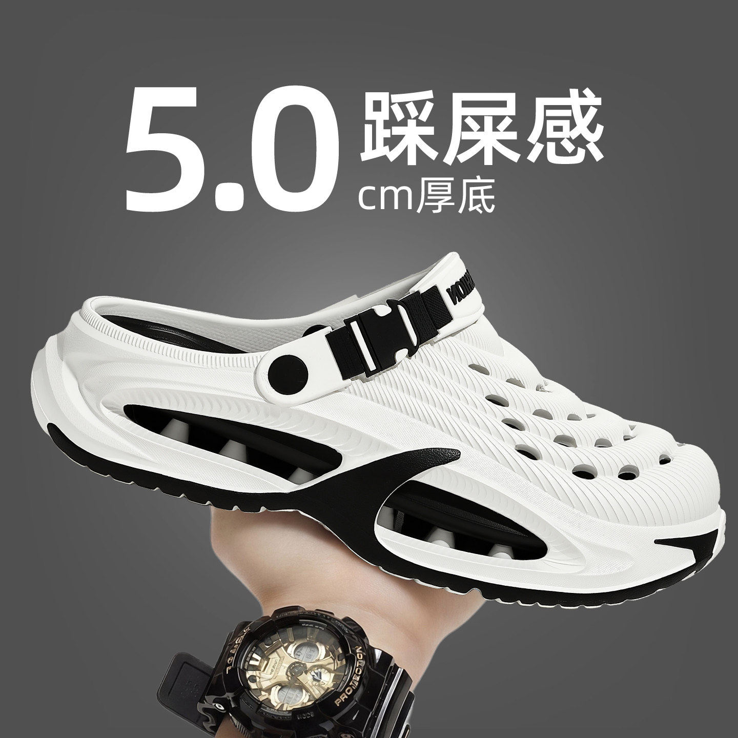 防滑防臭洞洞鞋男款夏季2026新款外穿厚底eva开车两用沙滩凉鞋男