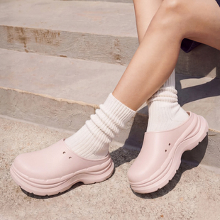 厚底包头拖鞋女士夏季2026新款外穿厨师鞋小个子增高凉拖鞋洞洞鞋