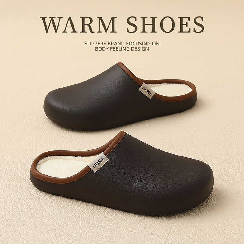 轻奢高级感棉拖鞋男士eva防水软壳冬季居家室内防滑静音毛绒拖鞋