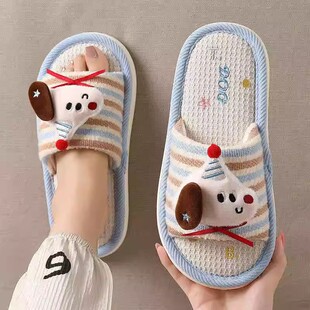 儿童亚麻拖鞋女款春夏2026新款室内家居透气吸汗防滑防臭四季棉麻