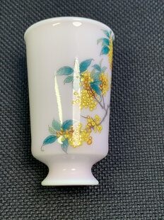 粉紫颜色釉瓷杯釉上彩桂花主人杯65ml包邮景德镇高陶瓷美术师夏芳