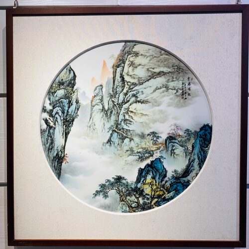 景德镇手绘陶瓷器釉上彩山水画