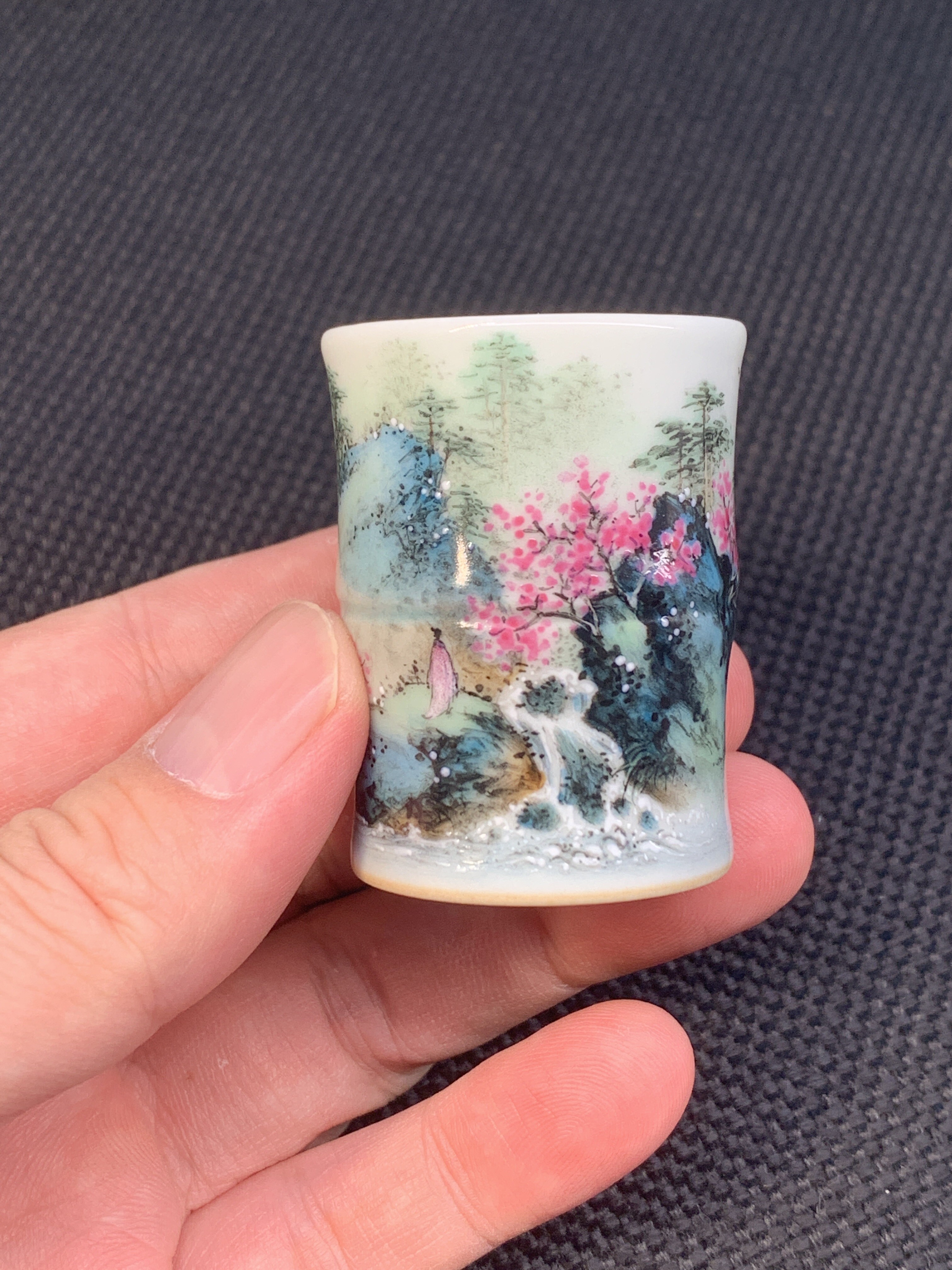 江西省高级工艺美术师王钢手绘釉上彩山水主人杯茶杯包邮25ml