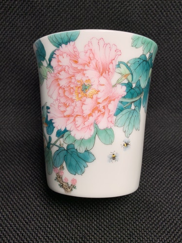 景德镇高级陶瓷美术师夏芳手绘釉上彩牡丹花公道杯茶器240ml