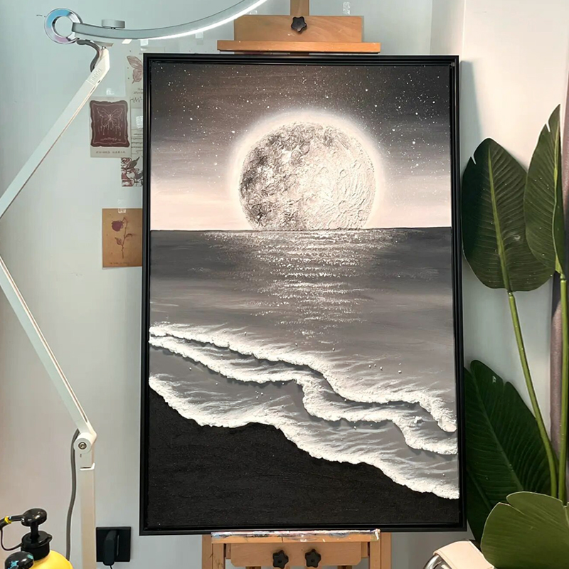 月球肌理画材料工具包全套石英砂丙烯装饰画手绘手工非数字油画图片