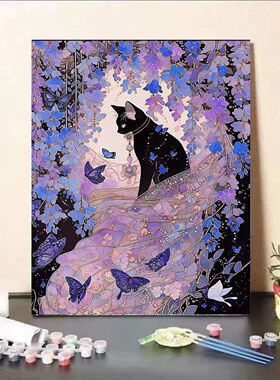 猫咪数字油画填充涂色治愈手工画