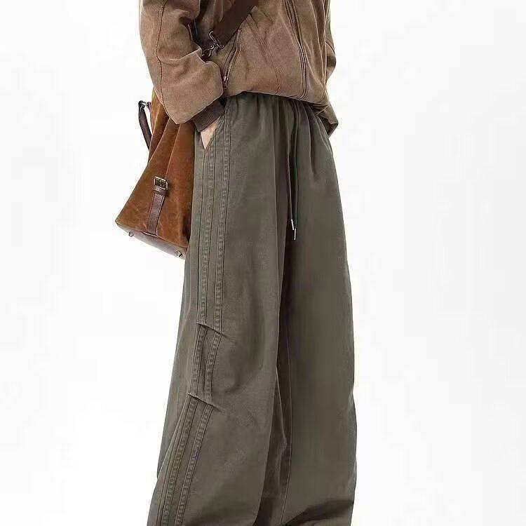 潮牌伞兵褶皱工装裤秋冬款男百搭宽松直筒休闲长裤运动速干裤子